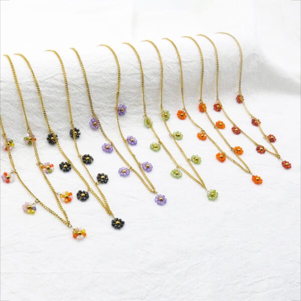 Bohemian Zircon Flowers Charm Necklace - Image 4