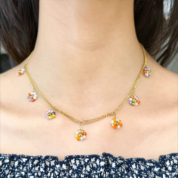 Bohemian Zircon Flowers Charm Necklace - Image 3