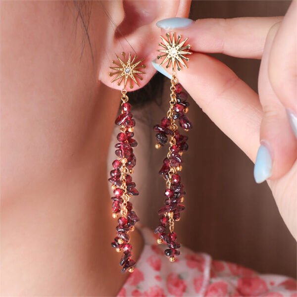 Green Aventurine Gemstone Drop Earrings - Image 3