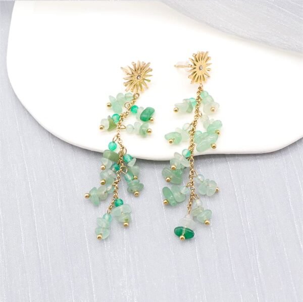 Green Aventurine Gemstone Drop Earrings