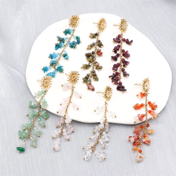 Green Aventurine Gemstone Drop Earrings - Image 2