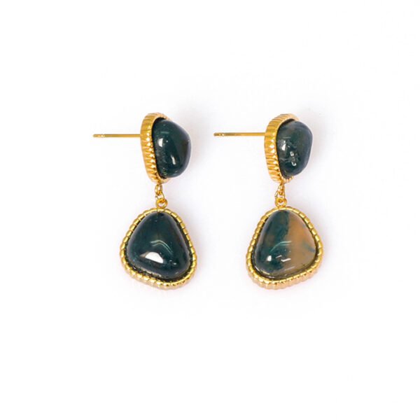 Double Pear Shape Gemstone Gold Stud Earrings