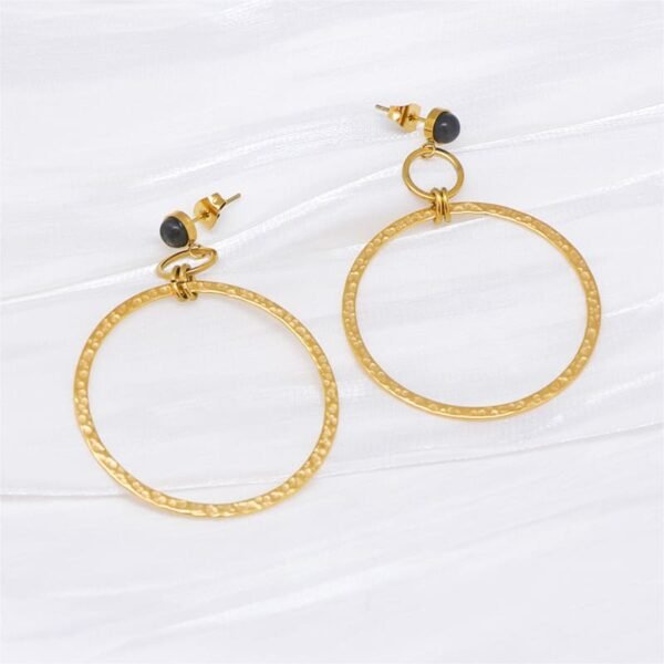 Gemtone Stud Large Gold Dangle Hoop Earrings