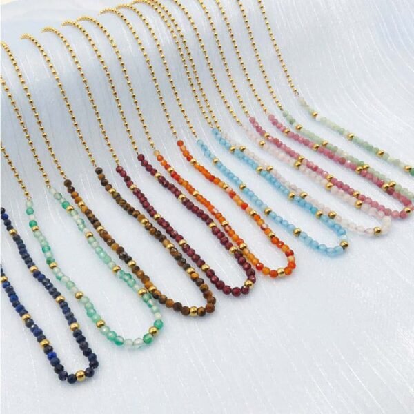 Gold Chain Lapis Lazuli Gemstone Beaded Necklace - Image 2