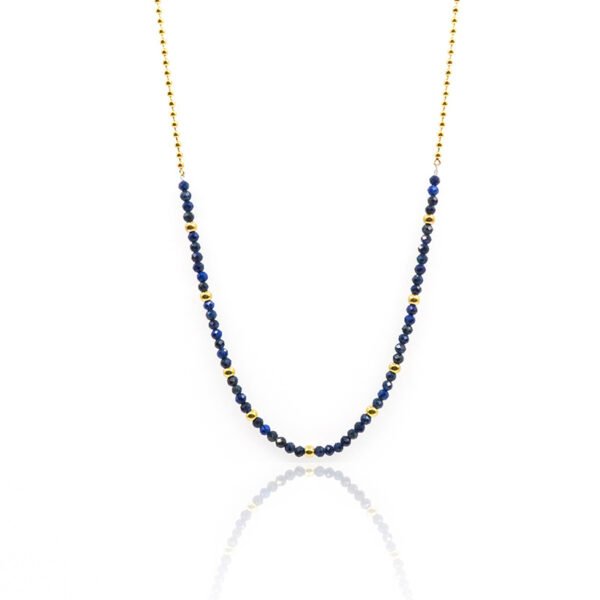 Gold Chain Lapis Lazuli Gemstone Beaded Necklace