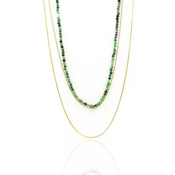 Gold Snake Chain Rubis Zoiste Beaded Layering Necklace