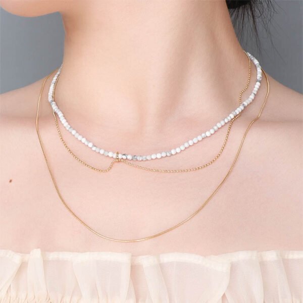 Gold Snake Chain Rubis Zoiste Beaded Layering Necklace - Image 2