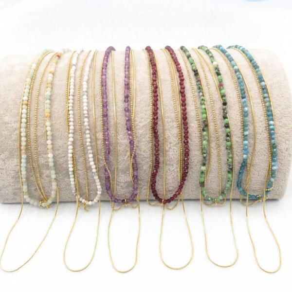 Gold Snake Chain Rubis Zoiste Beaded Layering Necklace - Image 3