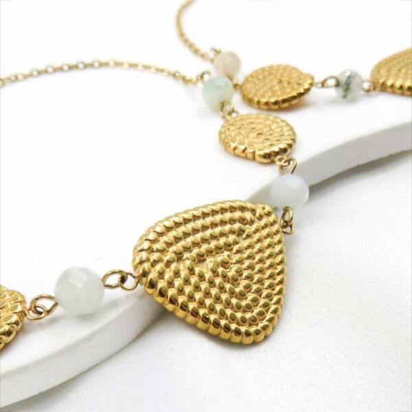 Gold Woven Texture Round Disc Charm Bracelet - Image 3