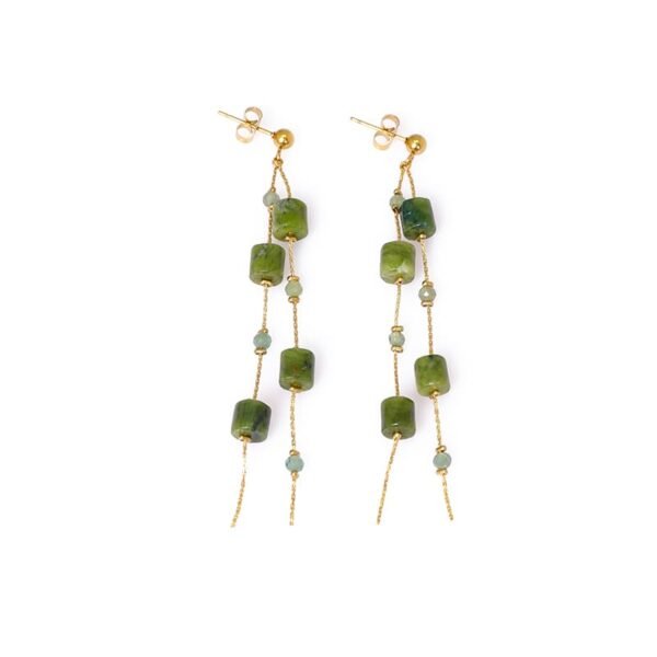 Gemstone Long Tassel Linear Drop Earrings