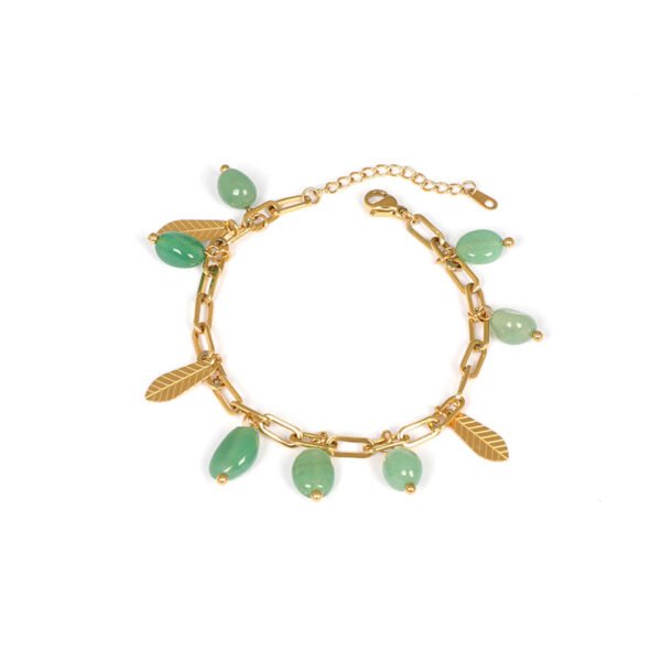 Gold Paperclip Chain Gemstone Charm Bracelet