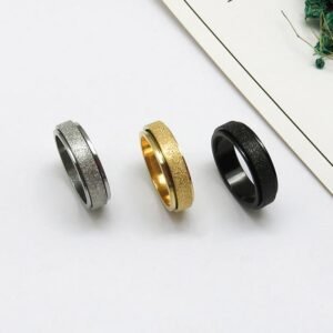 Sandblasted Glitter Spinner Band Stainless Steel Rings