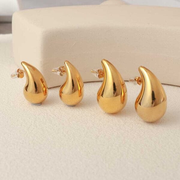 Chunky Gold Teardrop Earrings for Women - Image 4