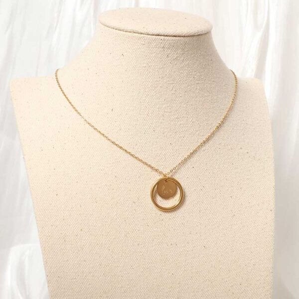 Engravable Letter Double Circle Pendant Necklace - Image 3