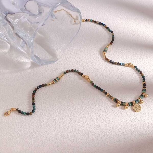 Gold Charm Multi Gems Beaded Necklace - Image 2