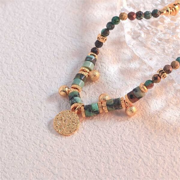 Gold Charm Multi Gems Beaded Necklace - Image 3