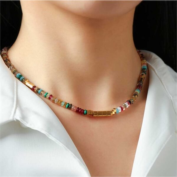Handmade Boho Beaded Choker Necklace - Image 2