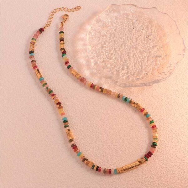 Handmade Boho Beaded Choker Necklace - Image 3