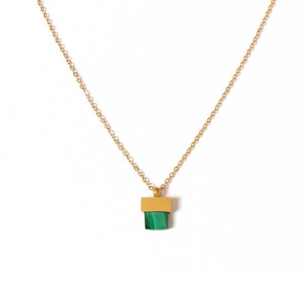 Square Malachite Gems Pendant Necklace