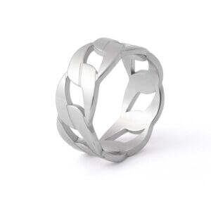 Curb Chain Cuban Link Silver Rings for Men