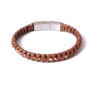 Gemstone Beads Mens Leather Bracelet