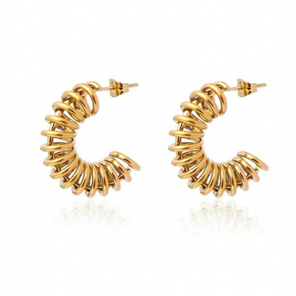 Gold Spiral Coil Hoop Earrings