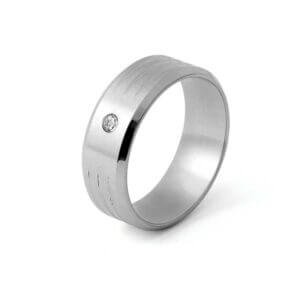 Triple Lines Mens Fashion Rings With CZ