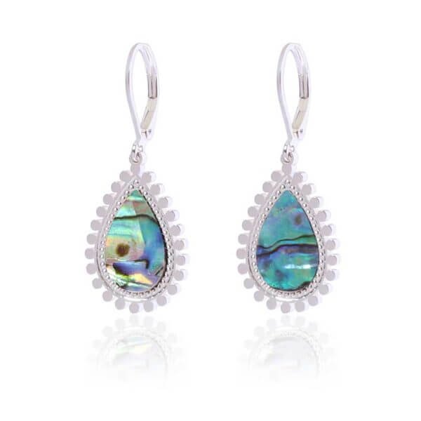 Vintage Abalone shell Teardrop Silver Earring