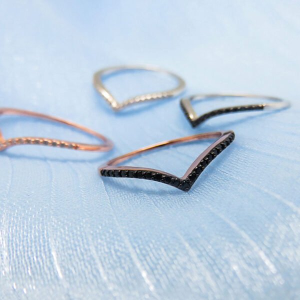 Chevron Pointed Tiara Clear CZ Thumb Rings - Image 4
