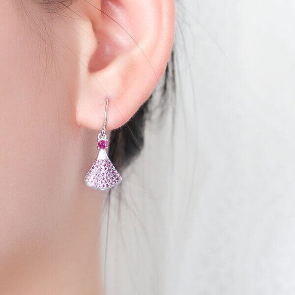 Cubic Zirconia Pave Sterling Silver Fan Drop Earrings - Image 4