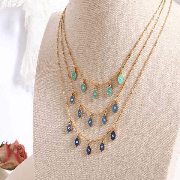 Epoxy Blue Evil Eye Necklace - Image 3