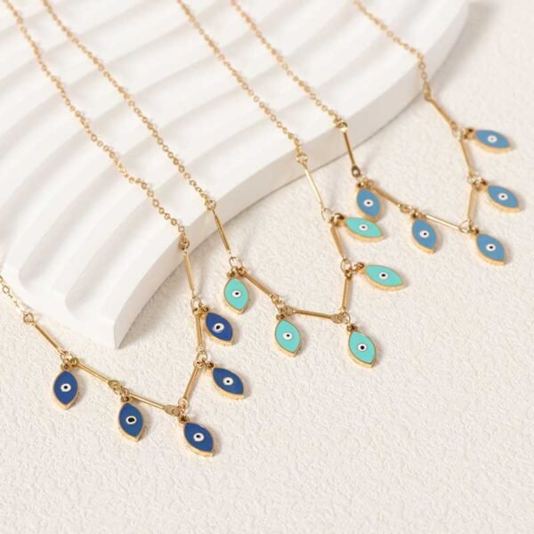 Epoxy Blue Evil Eye Necklace - Image 2