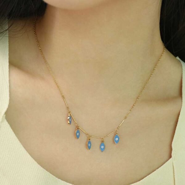 Epoxy Blue Evil Eye Necklace - Image 4