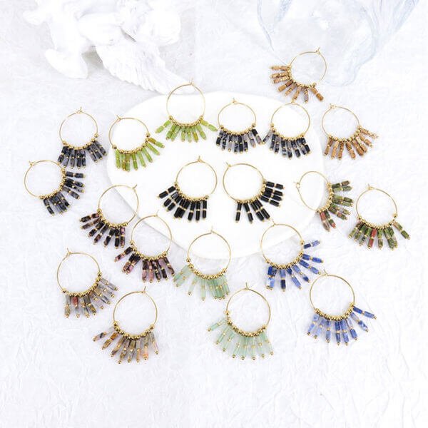 Bohemia Gold Beads Sodalite Dangle Earrings - Image 4