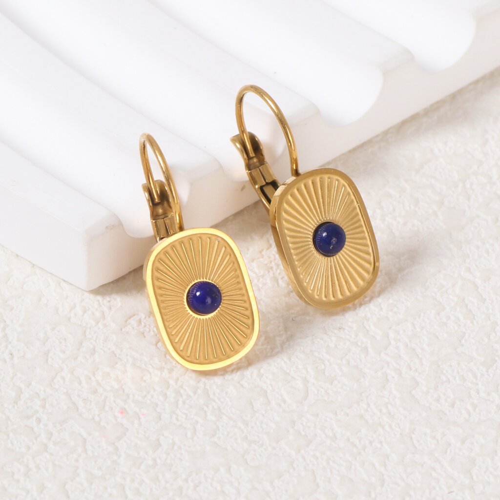 Elegant Gold Sunburst Earrings with Customizable Stone Options
