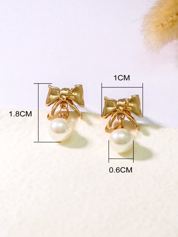 Elegant Copper Pearl Bow Drop Earrings for Festive and Daily Fashion