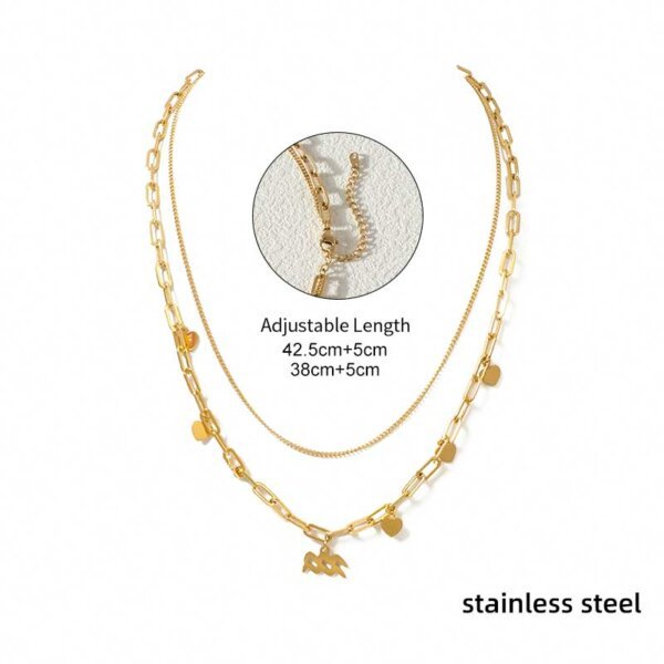 Double Layered Stainless Steel Gold Plated Zodiac Necklace