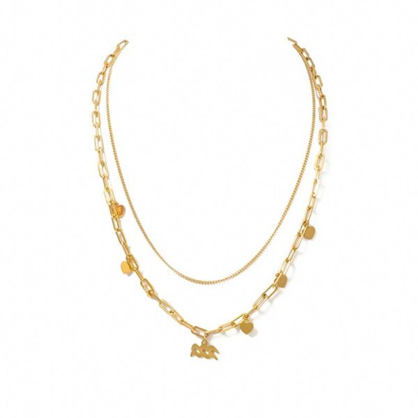 Double Layered Stainless Steel Gold Plated Zodiac Necklace