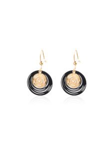 Bold and Elegant Black and Gold Swirl Drop Earrings for a Statement Look