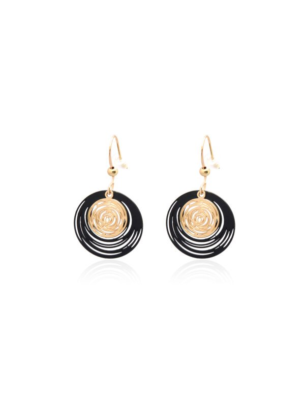 Bold and Elegant Black and Gold Swirl Drop Earrings for a Statement Look