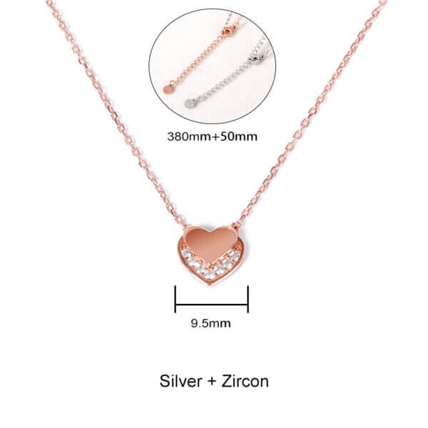 Sterling Silver Double Heart Necklace with Cubic Zirconia Sparkle