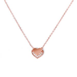 Sterling Silver Double Heart Necklace with Cubic Zirconia Sparkle