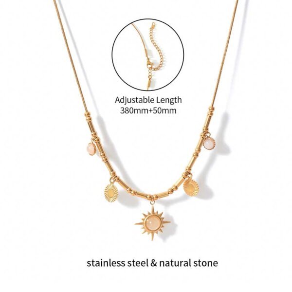 Unique Boho Necklaces with Natural Stone Sunburst Pendants