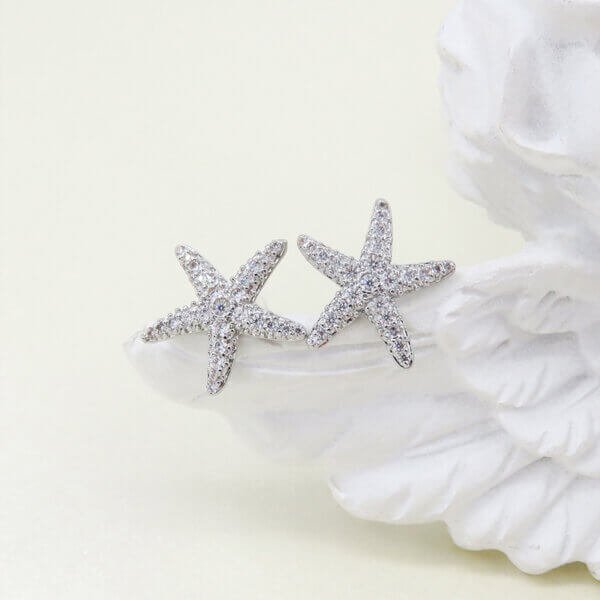 Sparkling cubic zirconia starfish earrings Exquisite and Cute