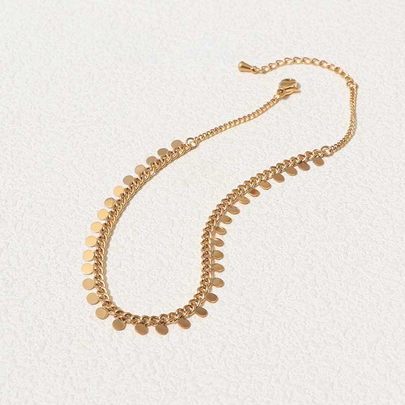 Shimmering 18K Gold Plated Anklet with Dangling Round Discs
