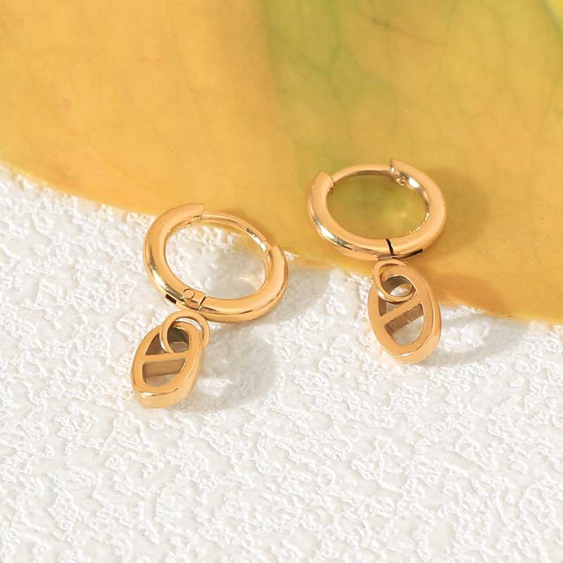 Classic 18K Gold Plated Stainless Steel Pig Nose Design Earrings