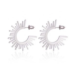 Bold Copper Sunburst Stud Earrings with Imitation Rhodium Plating