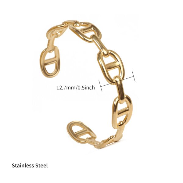 Trendy 18K Gold Plated Stainless Steel Bangle Bracelet