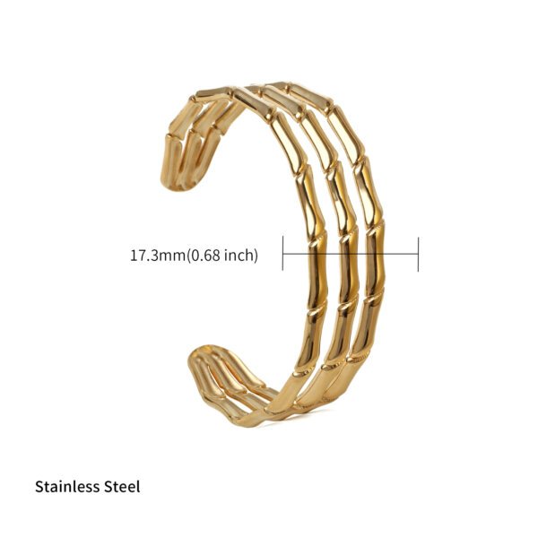 Nature Inspired Stainless Steel Gold Plated Bamboo Cuff Bracelet