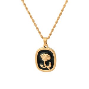 Chic 18K Gold Plated Rose Pendant Necklace in Vibrant Enamel Colors
